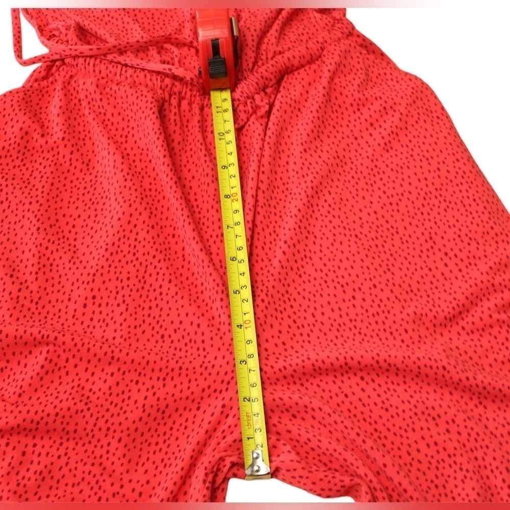 Express Red With Black Polka Dot Strapless Cropped Wide Leg Women Jumpsuit Sz XS - Picture 11 of 13